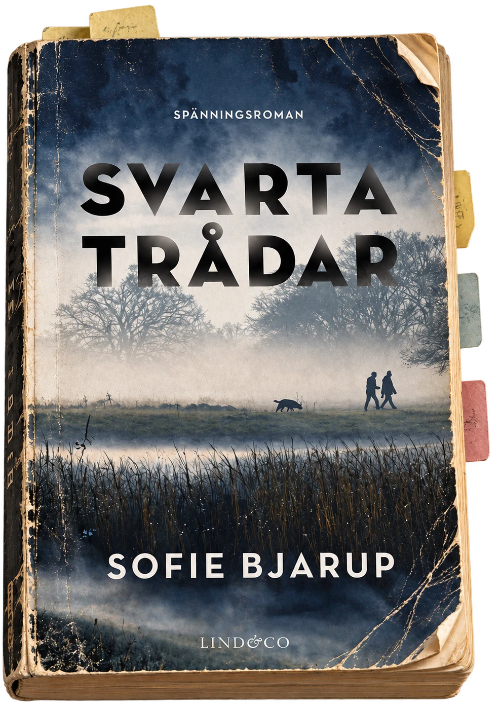 Svarta trådar, ett slitet exemplar med flikar
